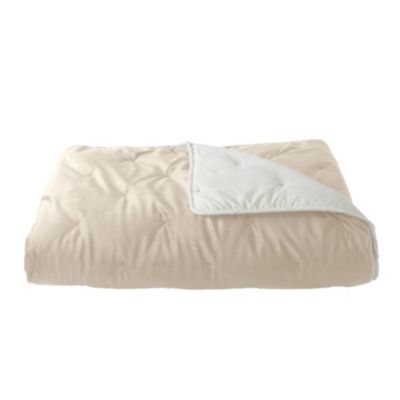 Jeté de lit réversible en velours et microfibre (150x200 cm - Ivoire)