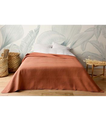 Jeté de lit uni 100% polyester "Hawai" - 180x240cm - Terre cuite