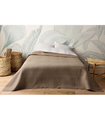 Jeté de lit uni 100% polyester "Hawai" - 250x260cm - Taupe