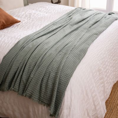 Jeté de lit Widdy coton 130x180cm vert céladon - Atmosphera