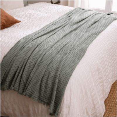 Jeté de lit Widdy coton 130x180cm vert céladon - Atmosphera