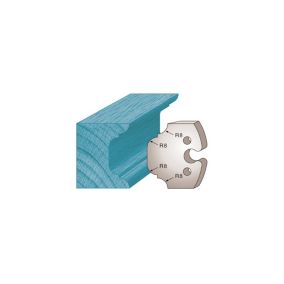 Jeu de 2 fers profilés Ht. 50 x 5,5 mm congé et quart de rond M214 pour porte-outils de toupie - Diamwood