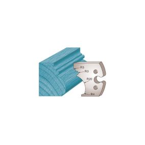 Jeu de 2 fers profilés Ht. 50 x 5,5 mm moulure Régence M243 pour porte-outils de toupie - Diamwood