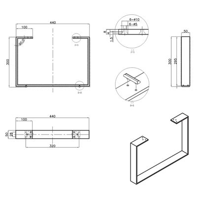 Jeu de 2 pieds design pour meubles suspendus finition chromee