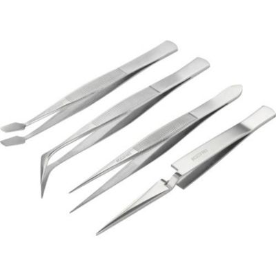 Jeu de 4 pinces brucelles en acier inoxydable BT-2108046, set 4 pièces