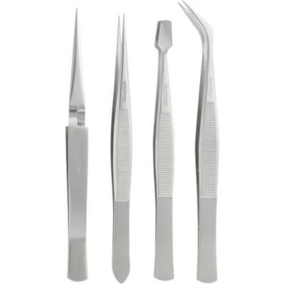 Jeu de 4 pinces brucelles en acier inoxydable BT-2108046, set 4 pièces