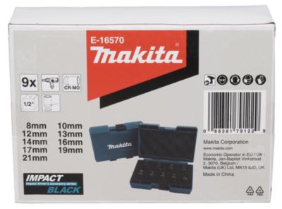 Jeu de douilles a choc Makita E 16570 9 pieces 8 a 21 mm
