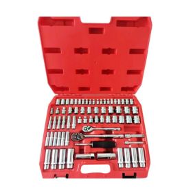 Jeu de douilles à entraînement 1/4" et 3/8", jeu de clés à douille 86 pièces avec cliquet à dégagement rapide, barre d'extension,