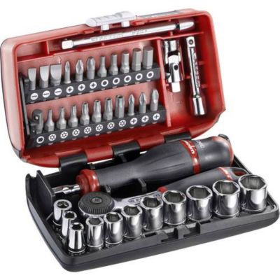 Jeu de douilles métrique Facom R2NANOPB 1/4" (6,3 mm) - 38 pièces, coffret chromé.