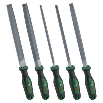 Jeu de limes 200 mm, 5 pièces - acier au carbone, poignées ergonomiques