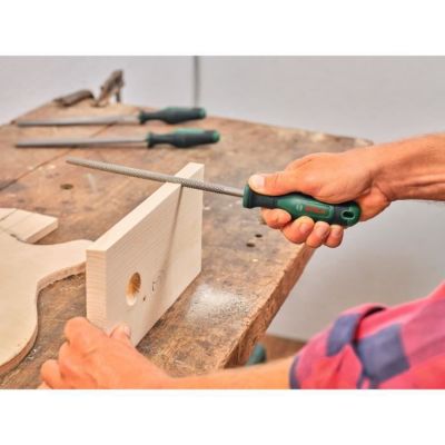 Jeu de limes 200 mm, 5 pièces - acier au carbone, poignées ergonomiques