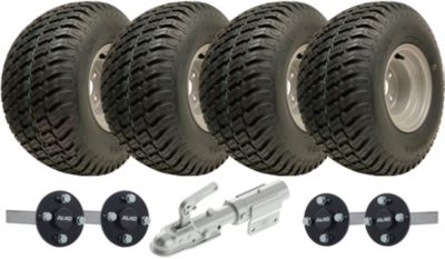 Jeu de roues à crampons 18x9,50-8 pour remorque de VTT à double essieu, essieux ALKO, attelage pivotant, 408 kg