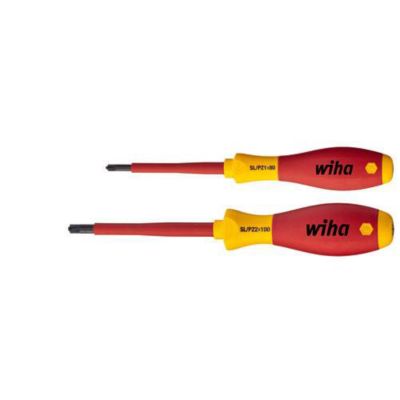 Jeu de tournevis VDE Wiha 32282, 2 pièces Pozidriv isolés, manche SoftFinish