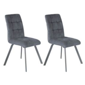 JOHN - Lot de 2 Chaises Capitonnées Gris