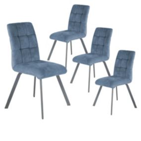 JOHN - Lot de 4 Chaises Capitonnées Bleu Gris