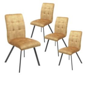 JOHN - Lot de 4 Chaises Capitonnées Jaune