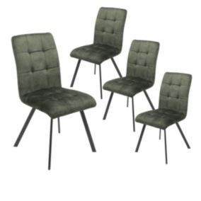 JOHN - Lot de 4 Chaises Capitonnées Vert