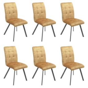 JOHN - Lot de 6 Chaises Capitonnées Jaune