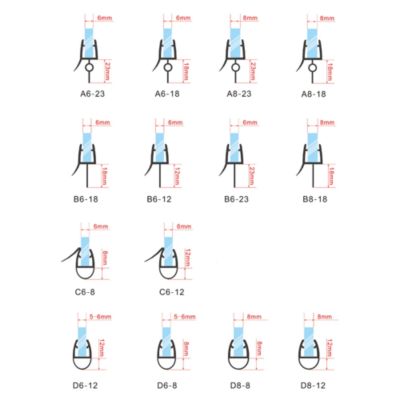 Joint d'étanchéité pour porte de douche en 90cm pour la vitre - pour la vitre 6 mm - transparent