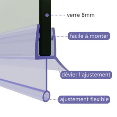 Joint de porte de douche 1000mm SIRHONA  pour paroi en verre de 6mm ou 7mm