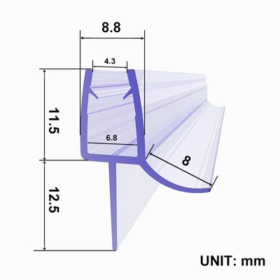 Joint de porte de douche 800mm  SIRHONA  pour paroi  en verre de 6mm