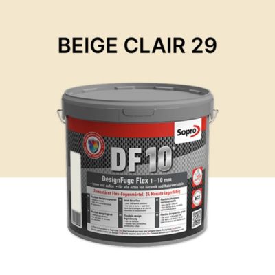 Joint souple carrelage céramique et pierre 1 à 10 mm - Beige clair 29 - Grain fin - Sopro DF 10 - 5 kg