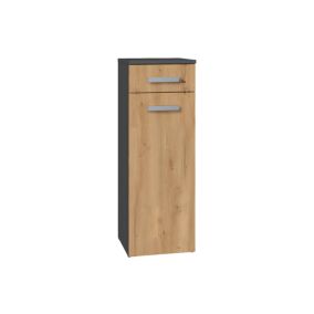 JOKKE - Meuble salle de bain 1 porte + 1 tiroir - 30x30x85cm - Colonne basse rangement SDB