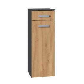 JOKKE - Meuble salle de bain 1 porte + 1 tiroir - 30x30x85cm - Colonne basse rangement SDB