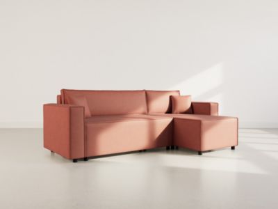 Jonas - canapé d'angle réversible 4 places convertible avec coffre en tissu texturé - Best Mobilier