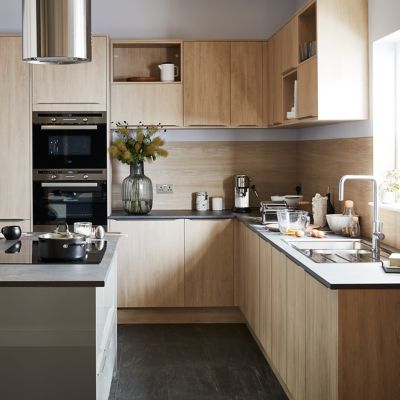Joue de finition caisson haut Goodhome Chia chêne clair H. 96 cm x l. 36 cm x Ep. 18 mm