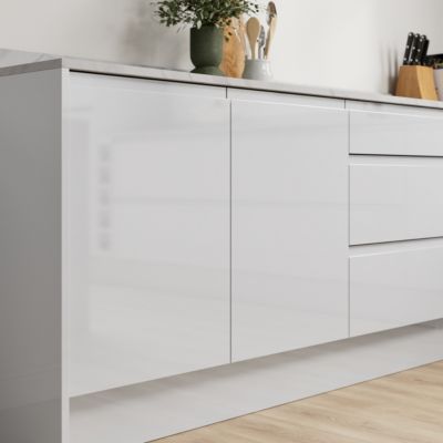 Joue de finition caisson haut Goodhome Garcinia gris clair brillant H. 96 cm x l. 36 cm x Ep. 18 mm