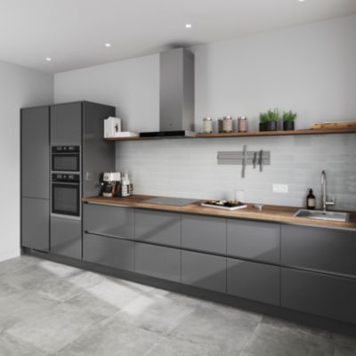 Joue de finition caisson haut Goodhome Stevia et Garcinia Gris anthracite H. 96 cm x l. 36 cm x Ep. 18 mm