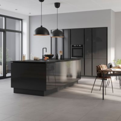 Joue de finition pour tiroir Stevia gris anthracite brillant L. 60 cm x H. 34 cm Caraway Innovo GoodHome