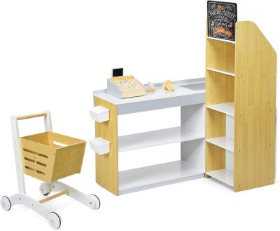 Chariot De Supermarché Jouet – Caddie Avec Fruits/légumes – 20 Pièces – Apprentissage Préscolaire – Jeu D’imitation – Dès 3 Ans (rouge/vert)