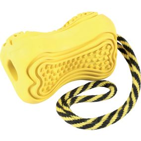 Jouet pour chien caoutchouc avec corde Titan L jaune
