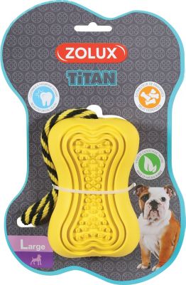 Jouet pour chien caoutchouc avec corde Titan L jaune