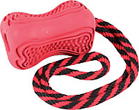 Jouet pour chien caoutchouc avec corde Titan S rouge