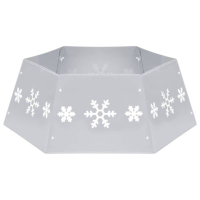 Jupe de sapin de Noël Argenté et blanc 68x25 cm vidaXL