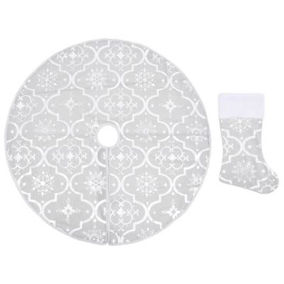 Jupe de sapin de Noël de luxe avec chaussette Blanc 90 cm Tissu vidaXL