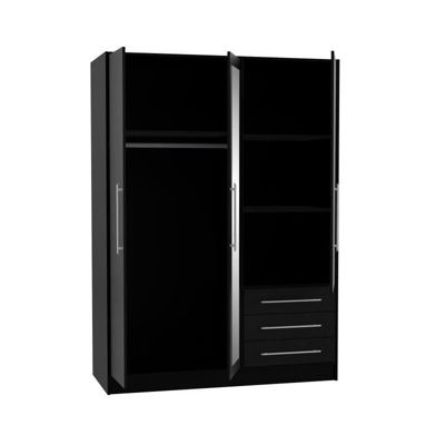 JUPITER Armoire de chambre style contemporain en bois aggloméré noir ...