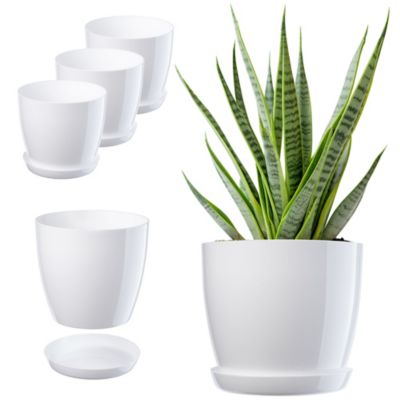 KADAX 3x Pot de fleurs 18cm Couvercle avec support Blanc