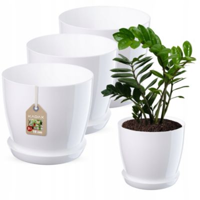 KADAX 3x Pot de fleurs 18cm Couvercle avec support Blanc