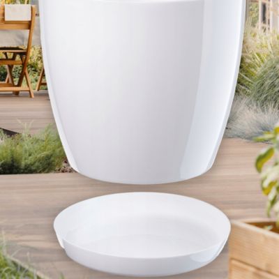 KADAX 3x Pot de fleurs 18cm Couvercle avec support Blanc