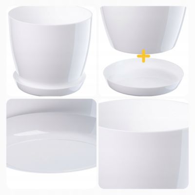 KADAX 3x Pot de fleurs 18cm Couvercle avec support Blanc