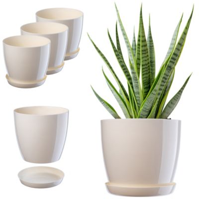 KADAX 3x Pot de fleurs 23cm Couvercle avec support Crème