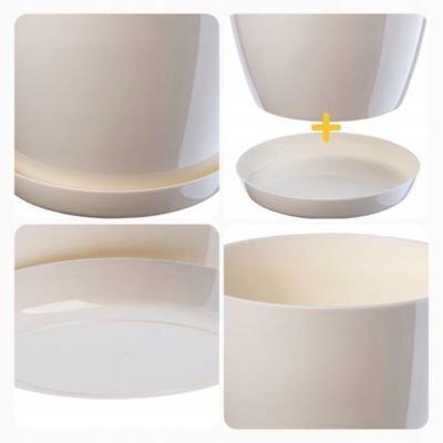 KADAX 3x Pot de fleurs 23cm Couvercle avec support Crème