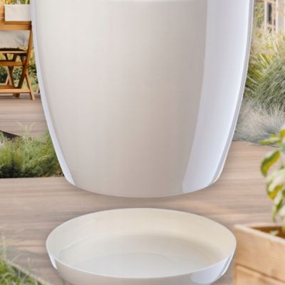 KADAX 3x Pot de fleurs 23cm Couvercle avec support Crème