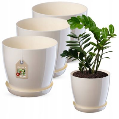 KADAX 3x Pot de fleurs 23cm Couvercle avec support Crème