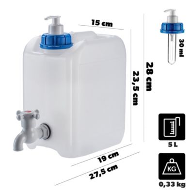 KADAX Bidon d'eau Lavabo Conteneur Distributeur de Bulles Savon Liquide 5L avec Robinet