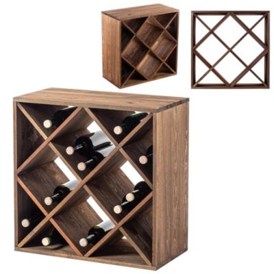 KADAX Casier à vin en grille en bois Marron foncé